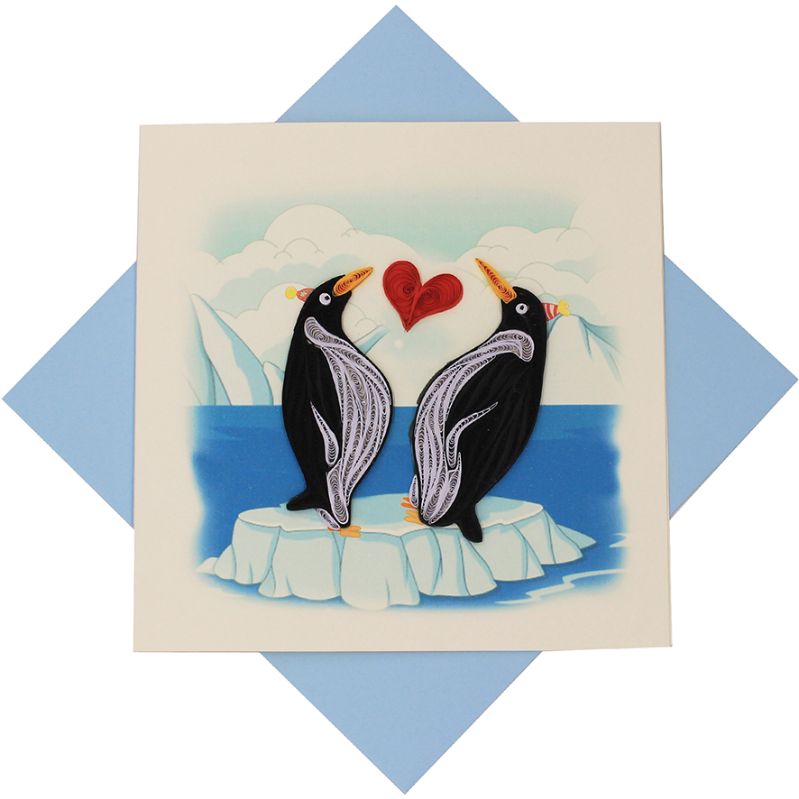 Quilled Love Penguins Card